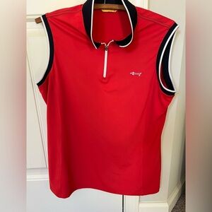 Louis Castel Golf or Tennis shirt red with Black Trim